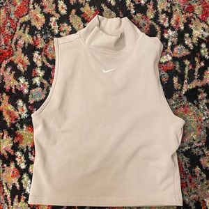 90s style high neck beige crop top